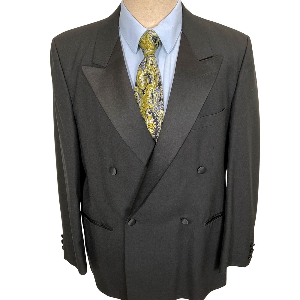 Jonathan Banks Tuxedo Jacket Mens 44R Black Double Breasted Christian St John